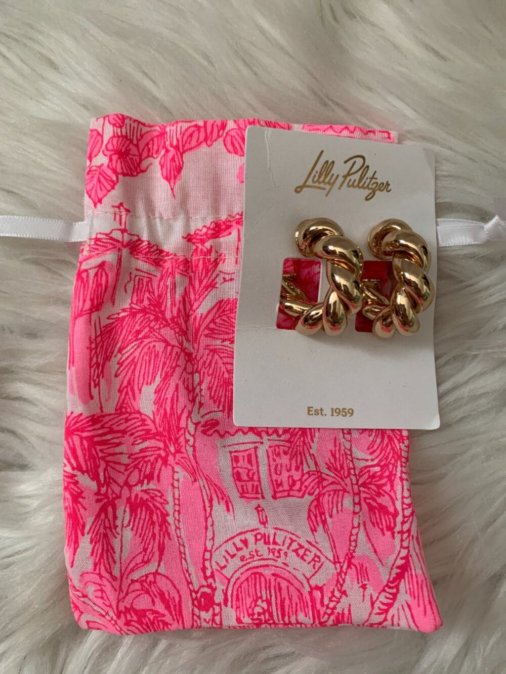 LILLY PULITZER Island Escape Twisted Huggie Hoop Earrings in Gold